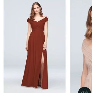 David’s Bridal mesh off the shoulder bridesmaid dress